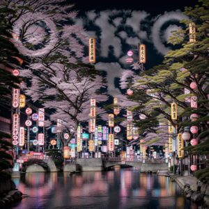 Ville japonaise fusionné avec QrCode, dsignprod.com