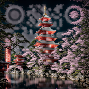 Temple japonais fusionné avec QrCode, dsignprod.com
